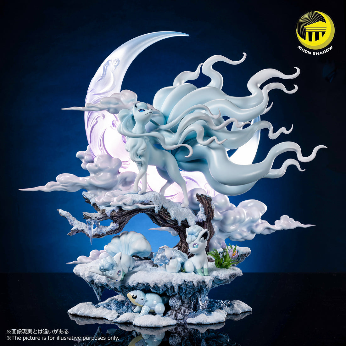 Pokemon Moon Shadow Studio Ice Ninetales and Vulpix Resin Statue