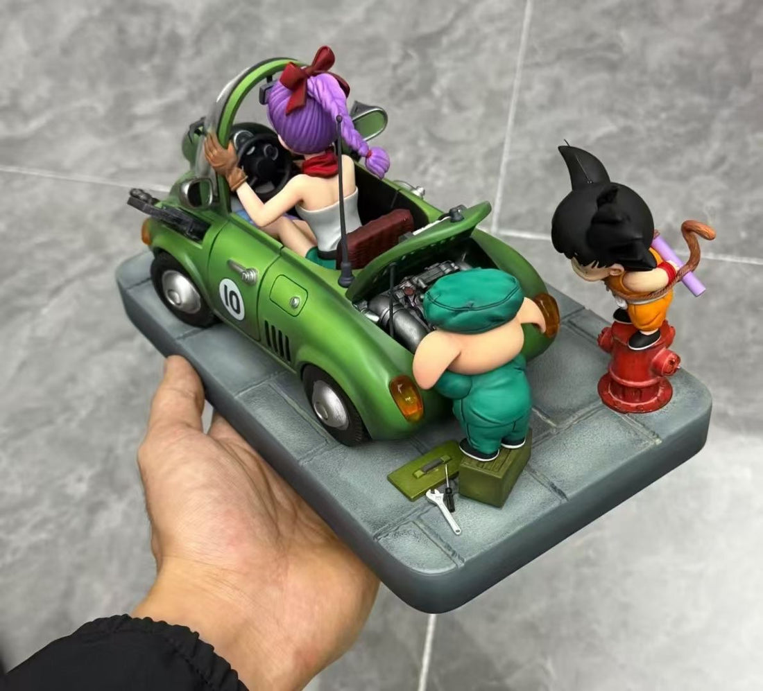 Dragon Ball Cell Studio Oolong Fixing the Car x Bulma x Goku Resin Statue