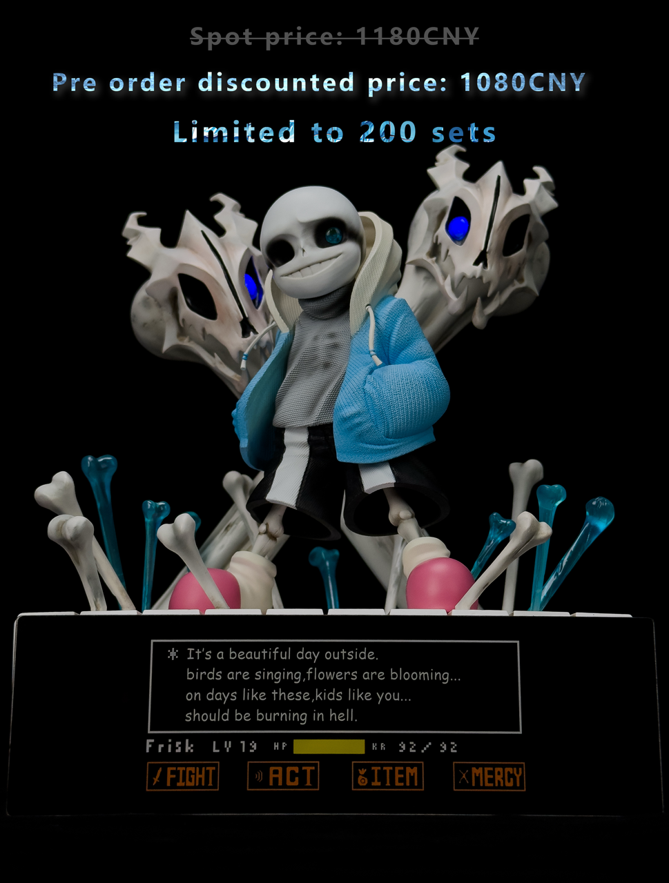 Undertale Game Player Studio SANS GB Gun Resin Statue