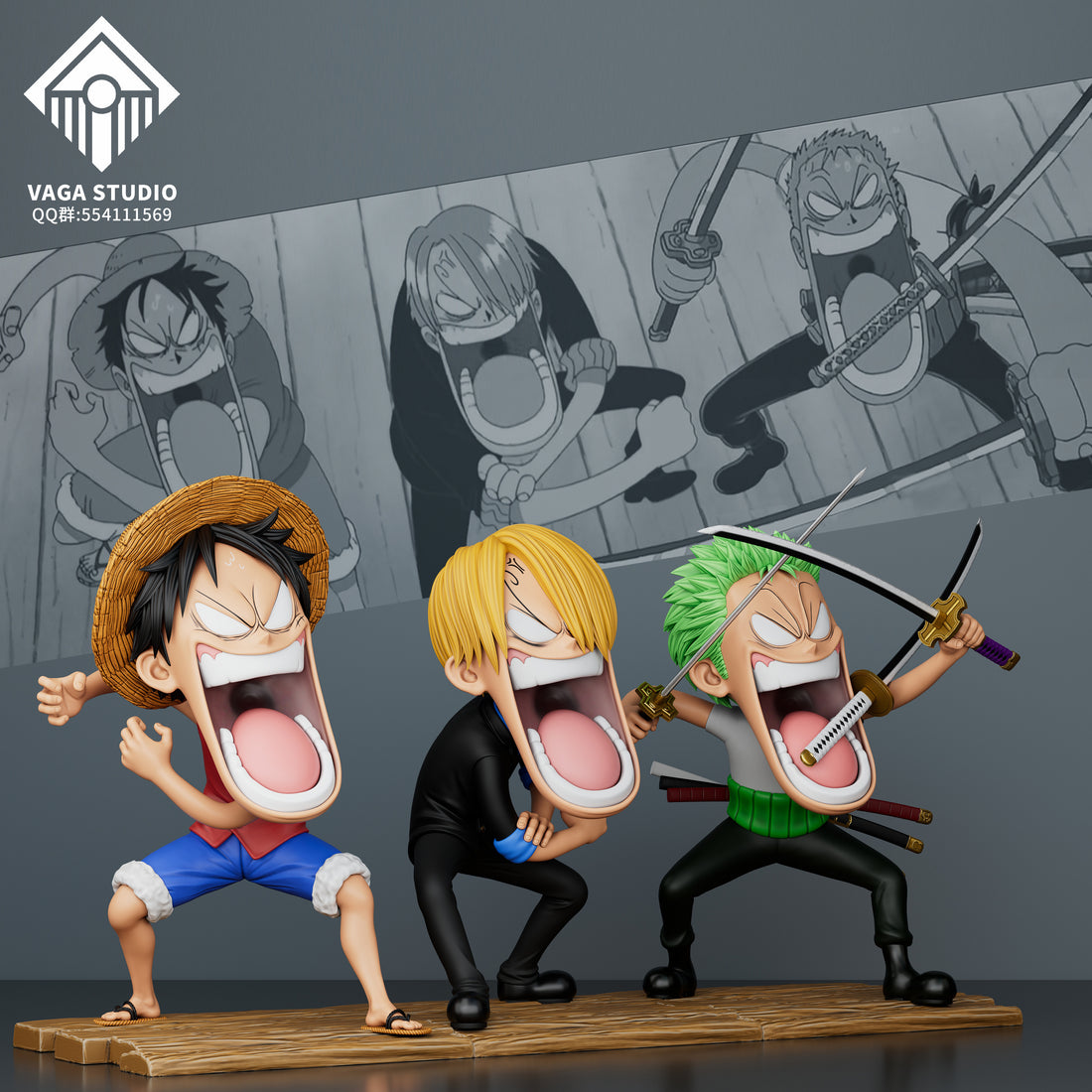 One Piece Vaga Studio Luffy x Zoro x Sanji Angrys Resin Statue