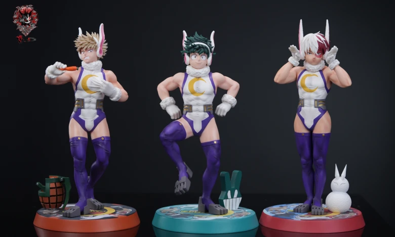 My Hero Academia Weare A Design Studio Midoriya Izuku x Bakugou Katsuki x Todoroki Shoto Mirko Cos Resin Statue