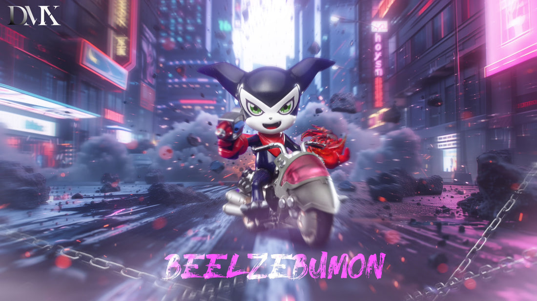 Digimon DMX Studio Beelzebumon & Motorcycle Impmon Resin Statue