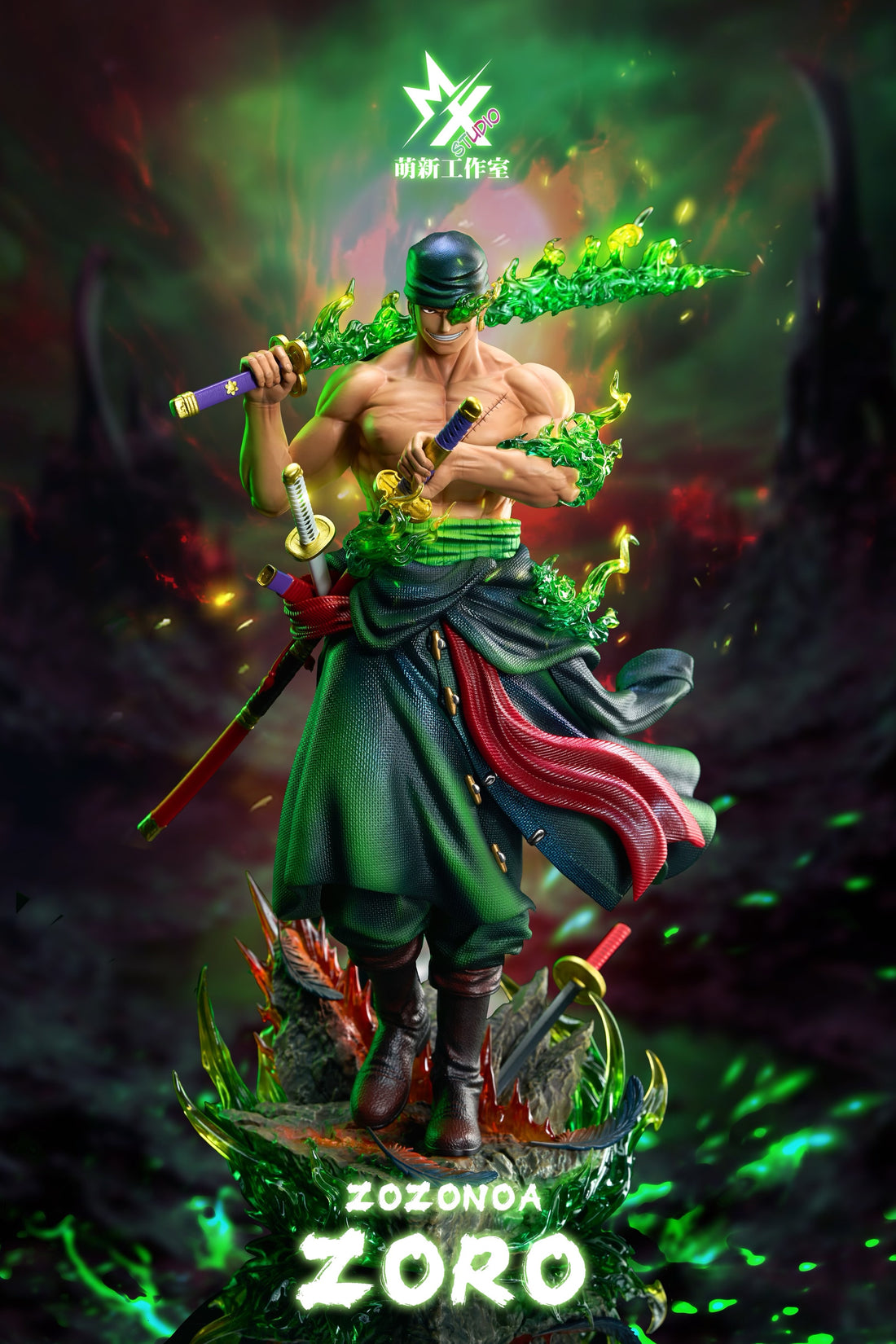 One Piece Mengxin Studio Onigashima Roronoa Zoro Resin Statue