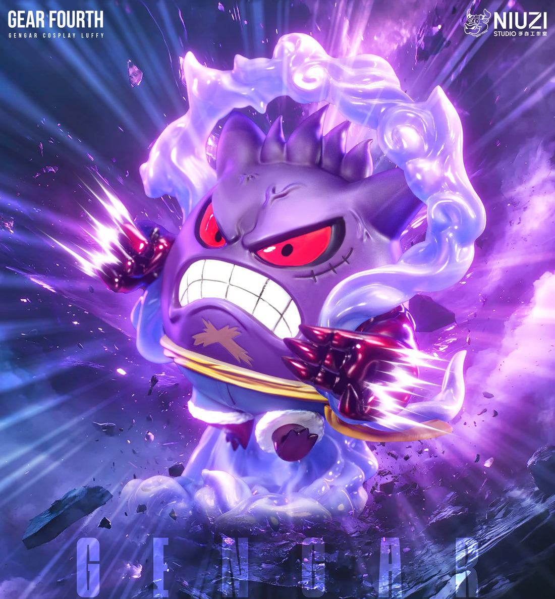 Pokemon NIUZI Studio Gengar Cosplay G4 Luffy Gear 4 Resin Statue