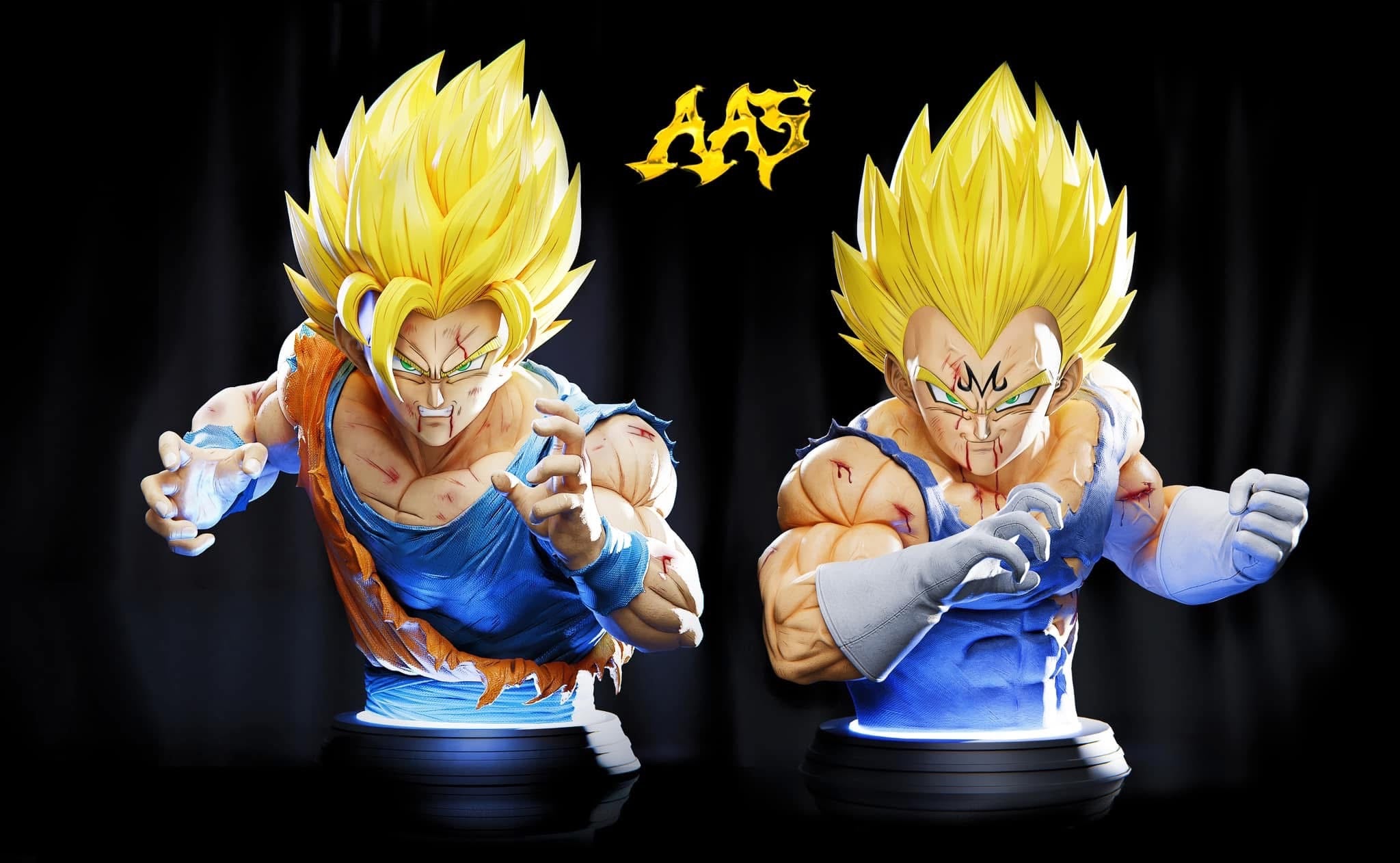 Dragon Ball ArmyAnt Studio Goku SSJ2 x Majin Vegeta Lifesize Bust