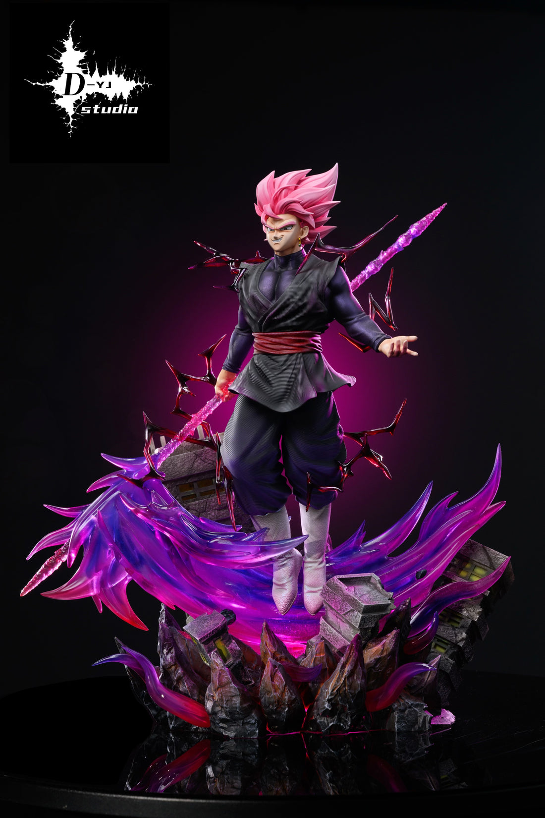 Dragon Ball D-YJ Studio Black Goku SSJ Rose Resin Statue
