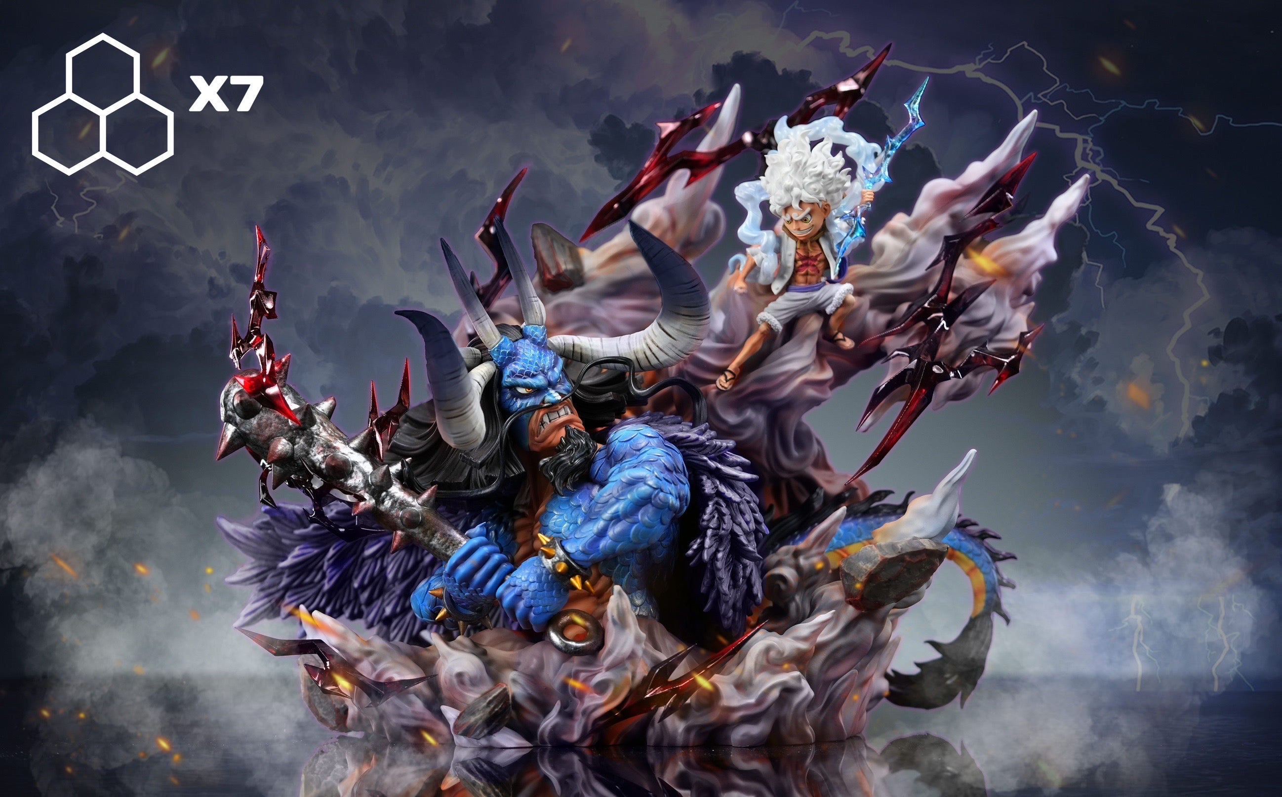 One Piece X7 Studio Kaido VS Nika Luffy Resin Statue
