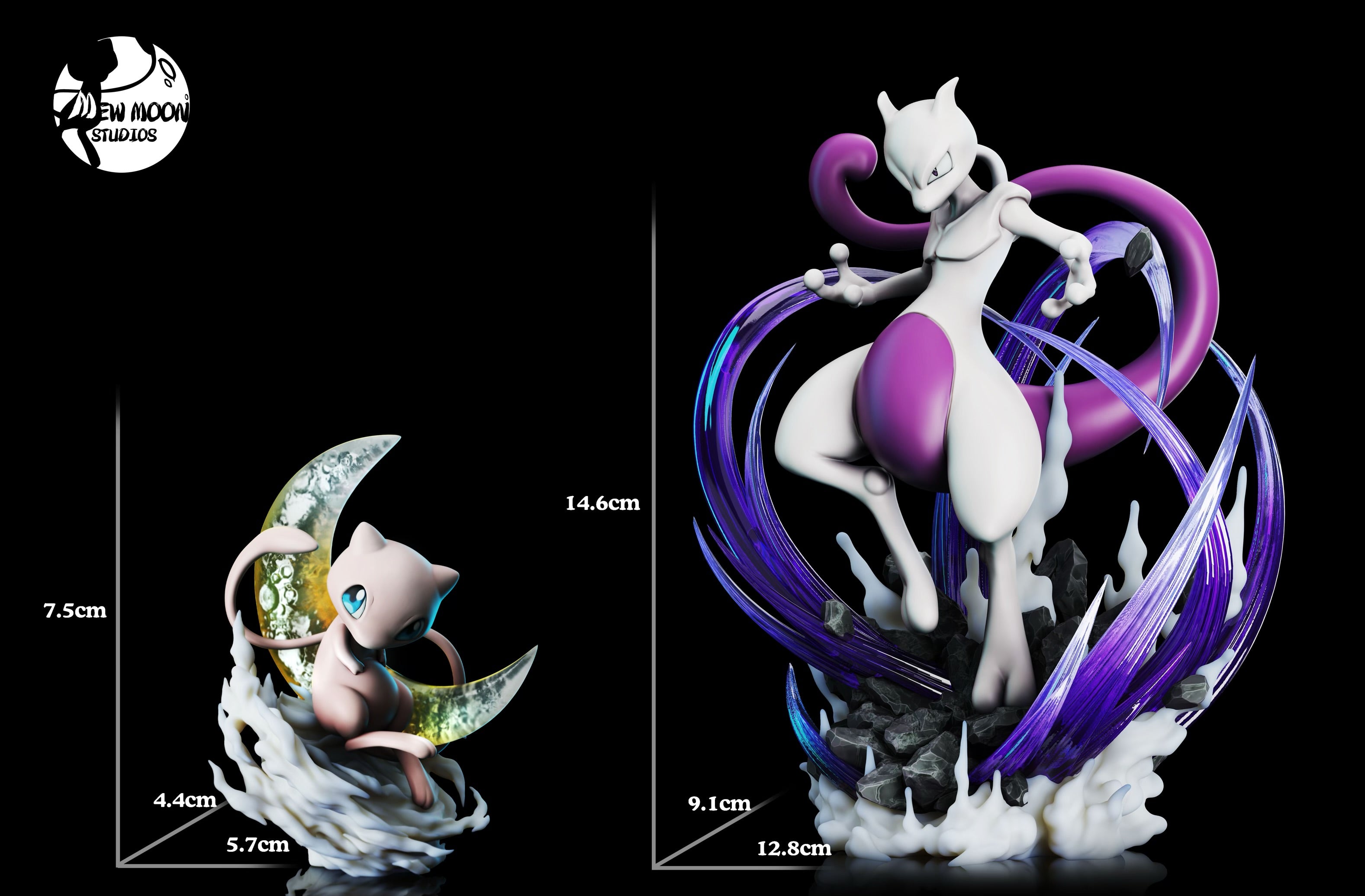 Pokémon Mew Moon Studio Mew x Mewtwo Pokédex Series 1th Resin Statue