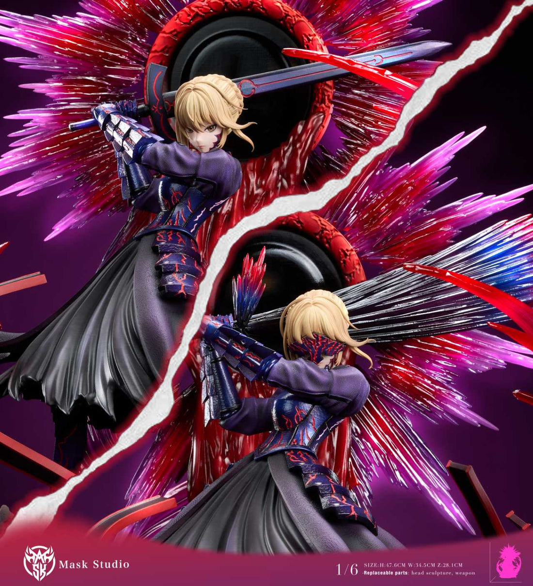 Fate Stay Night Mask Studio Black Saber Resin Statue