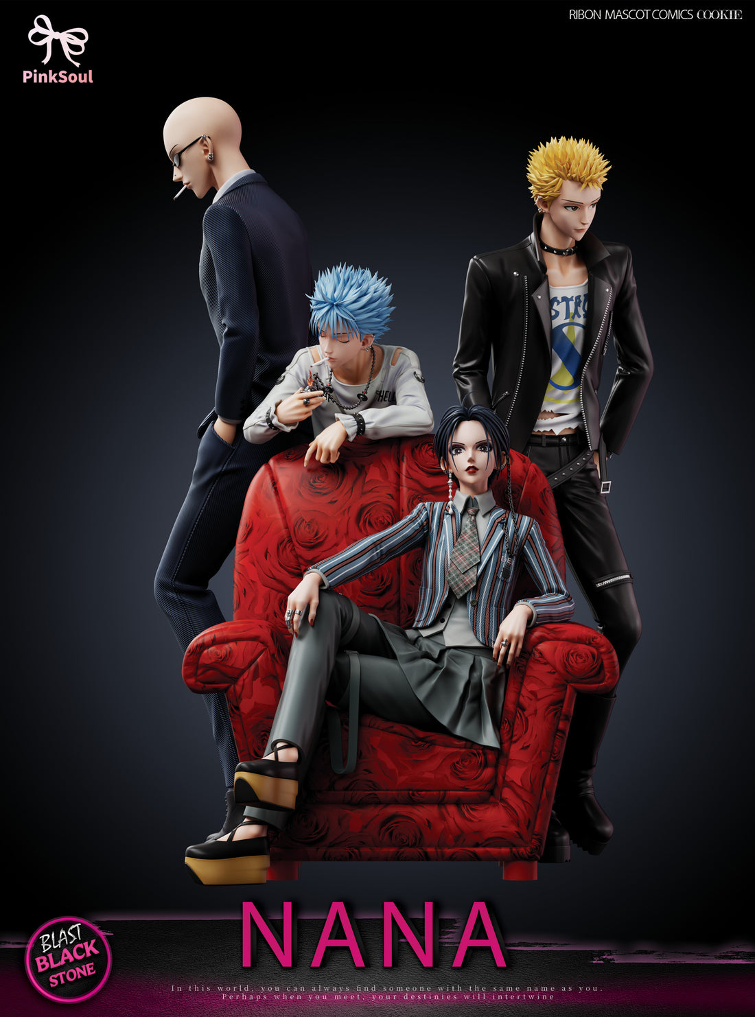 NANA Pinksoul Studio Nana Osaki X Yasushi Takagi X Nobuo Terashima X Shinichi Okazaki Resin Statue