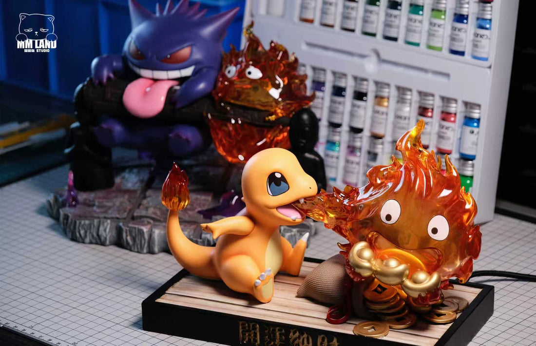Pokémon X Howls Moving Castle MMLAND Studio Charmander x Calcifer Resin Statue
