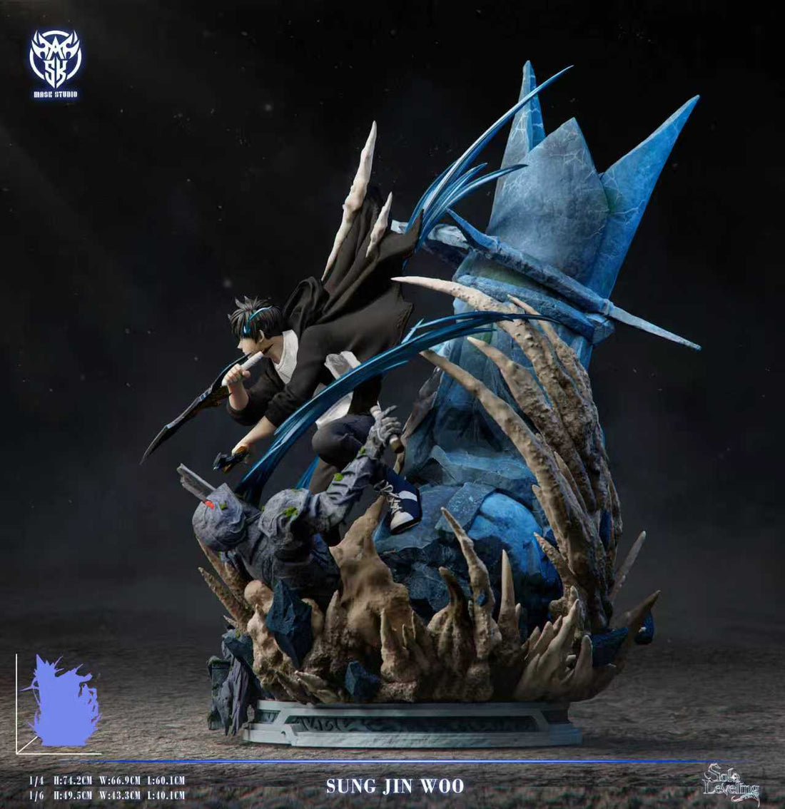 Solo Leveling Mask Studio Sung Jin-Woo Vs Divine Statue Boss Resin Statue
