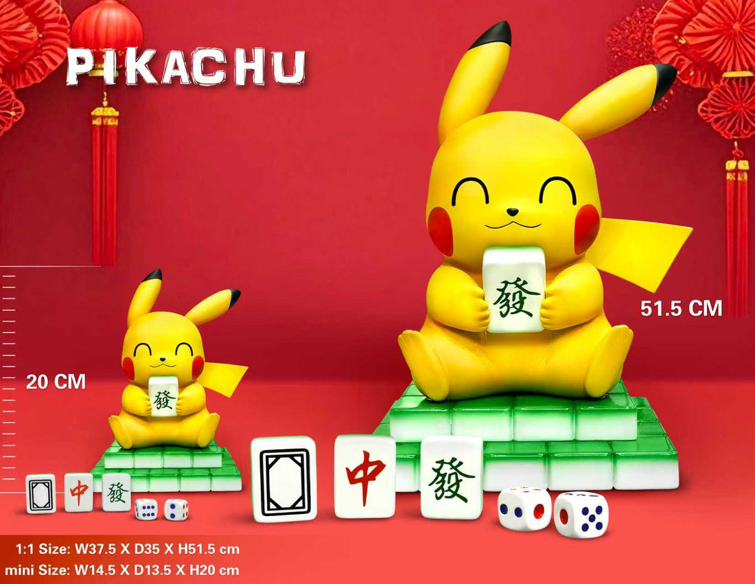 Pokemon EGG Studio Pikachu Playing Mahjong Resin Statue