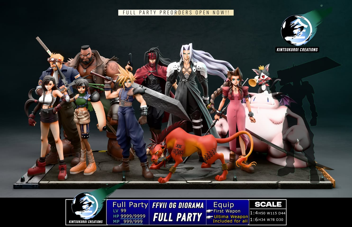 Final Fantasy VII Kintsukuroi Creations Full Team Diorama