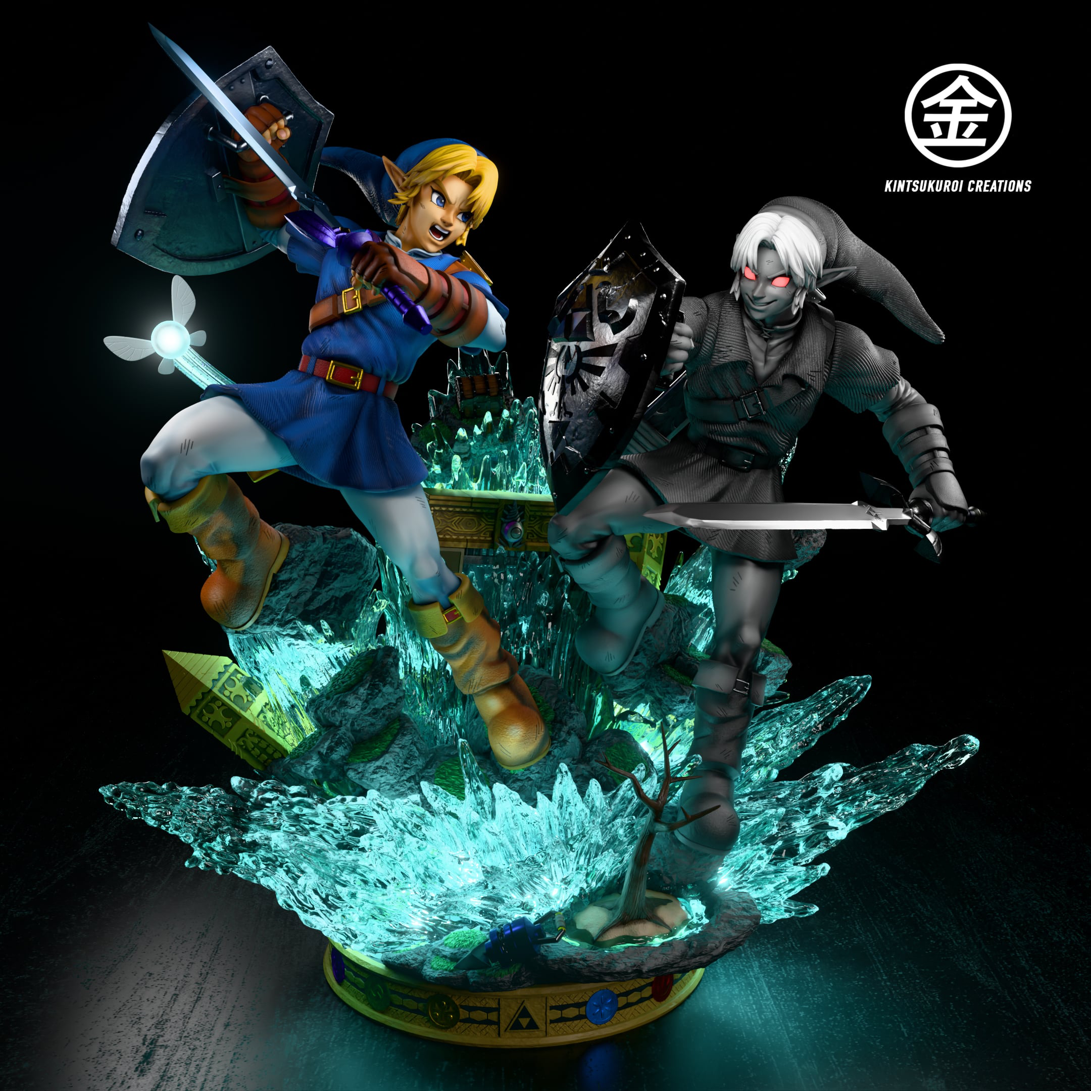 Legends of Zelda Kintsukuroi Creations Link VS Dark Link Resin