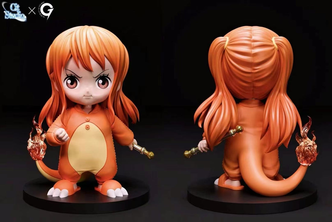 One Piece Super Guai Studio x Cit Studio Nami COS Charmander Pokemon Resin Statue
