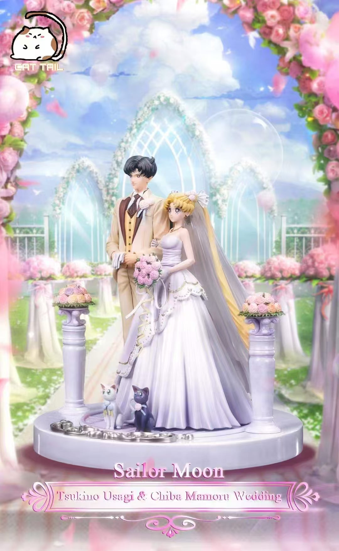 Sailor Moon CAT TAIL Studio Tsukino Usagi x Mamoru Chibas Wedding Resin Statue