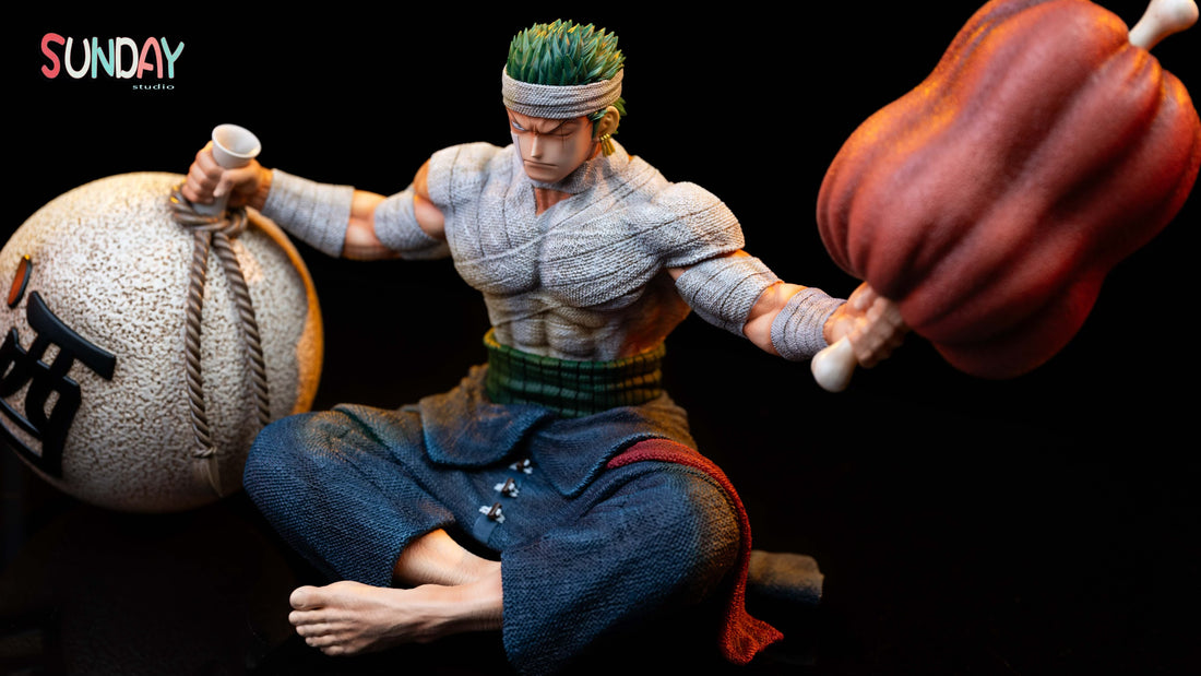 One Piece Sunday Studio Drinking and Eating Meat Zoro Resin Statue