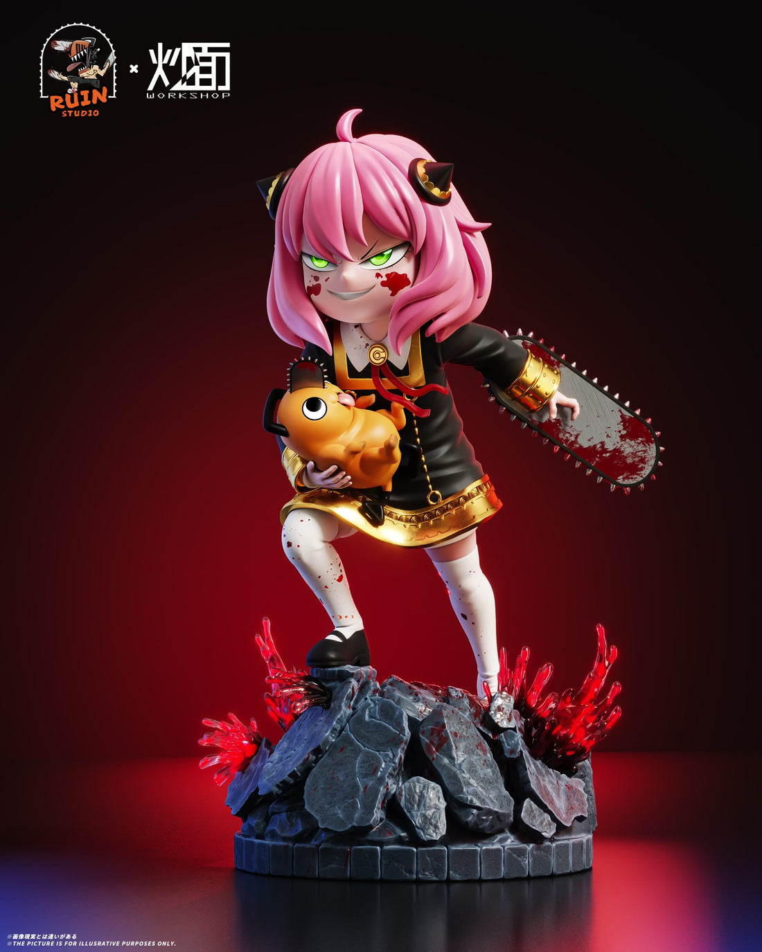 Spy x Family Ruin Studio x Chaomian Studio Anya Cosplay Denji Chainsaw Man Resin Statue