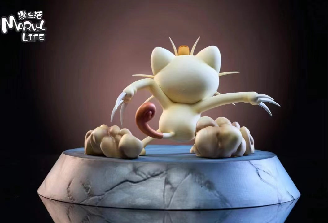Pokemon Marvl Life Studio Meowth Cat Claw Resin Statue