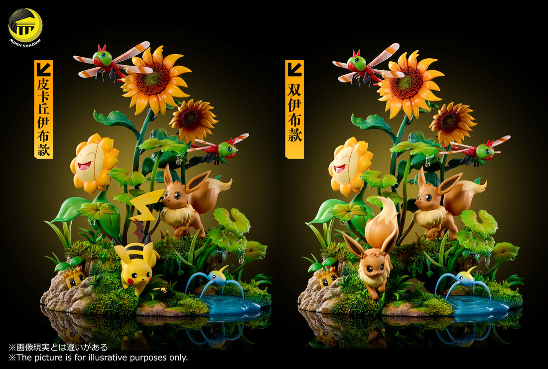Pokemon Moon Shadow Studio Pikachu x Eevee Resin Statue