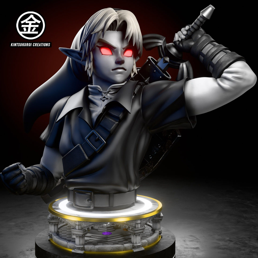 The Legend of Zelda Kintsukuroi Creations Oot Adult Link x Oot Dark Link Bust Resin Statue