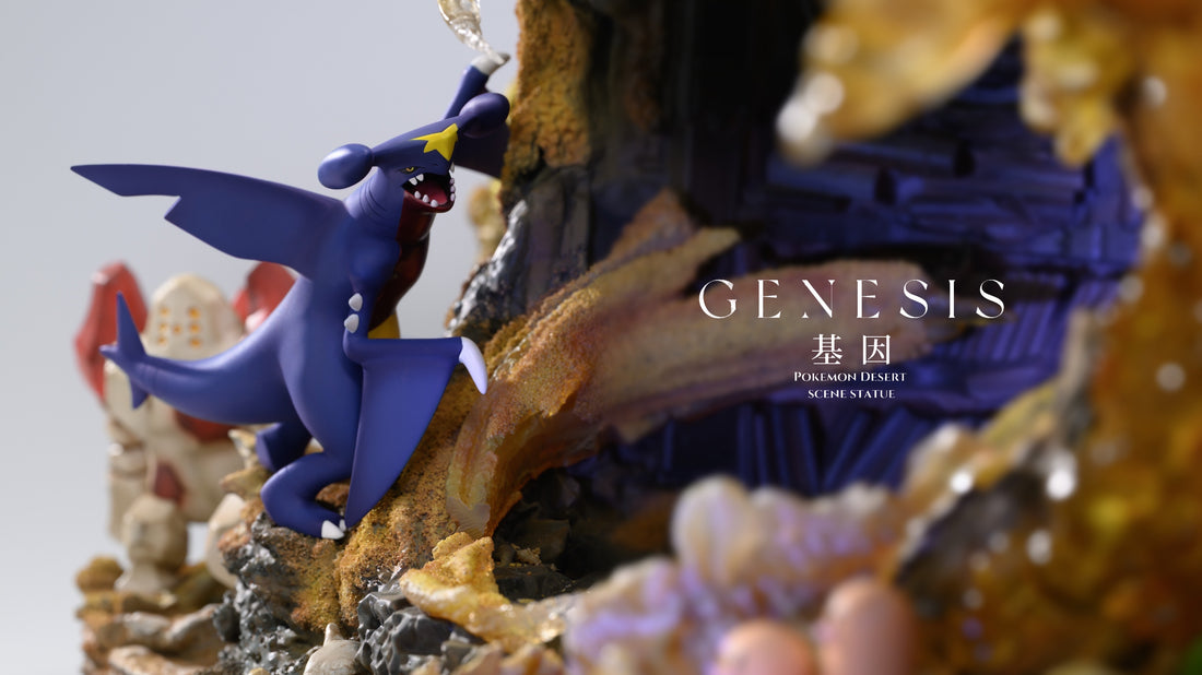 Pokemon Genesis Studio Desert Cave Garchomp & Flygon & Sandslash Resin Statue