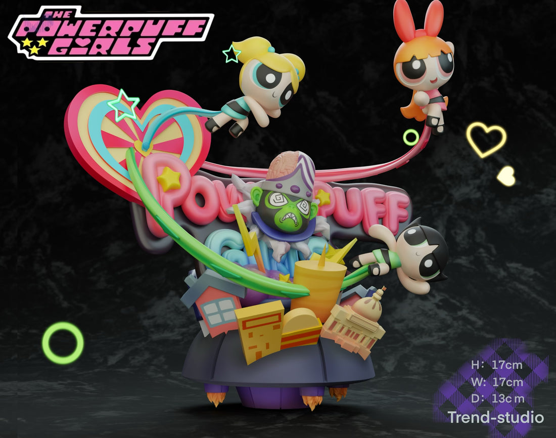 The Powerpuff Chao She Studio Girls VS Mojo Jojo Resin Statue
