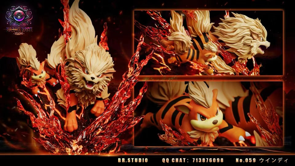 Pokemon Black Rose Studio Arcanine Evolution Resin Statue