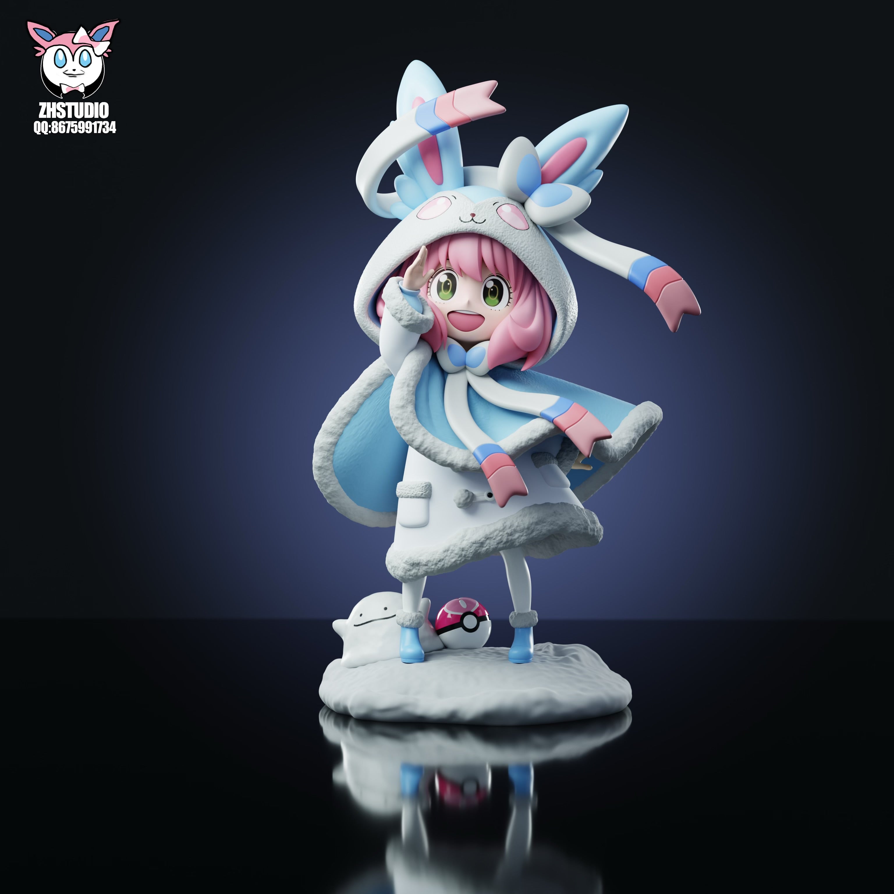Spy x Family ZH Studio Sylveon Anya Forger Winter Resin Statue