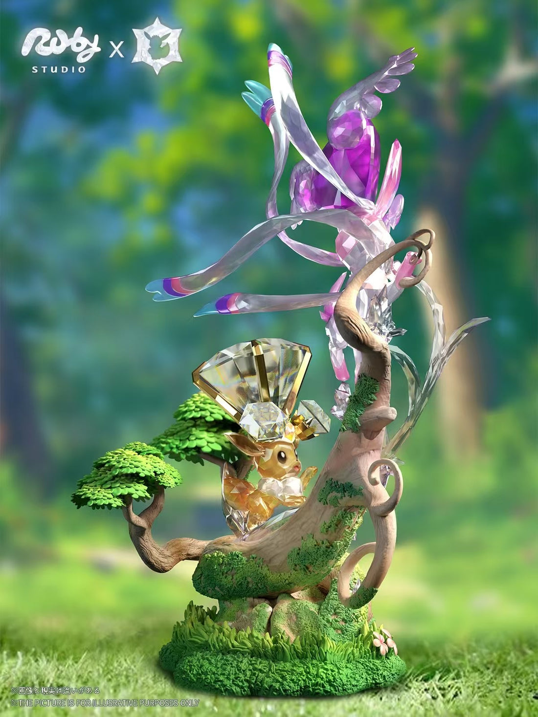 Pokemon Ruby Studio Sylveon x Eevee Terastallized Forest Series Resin Statue