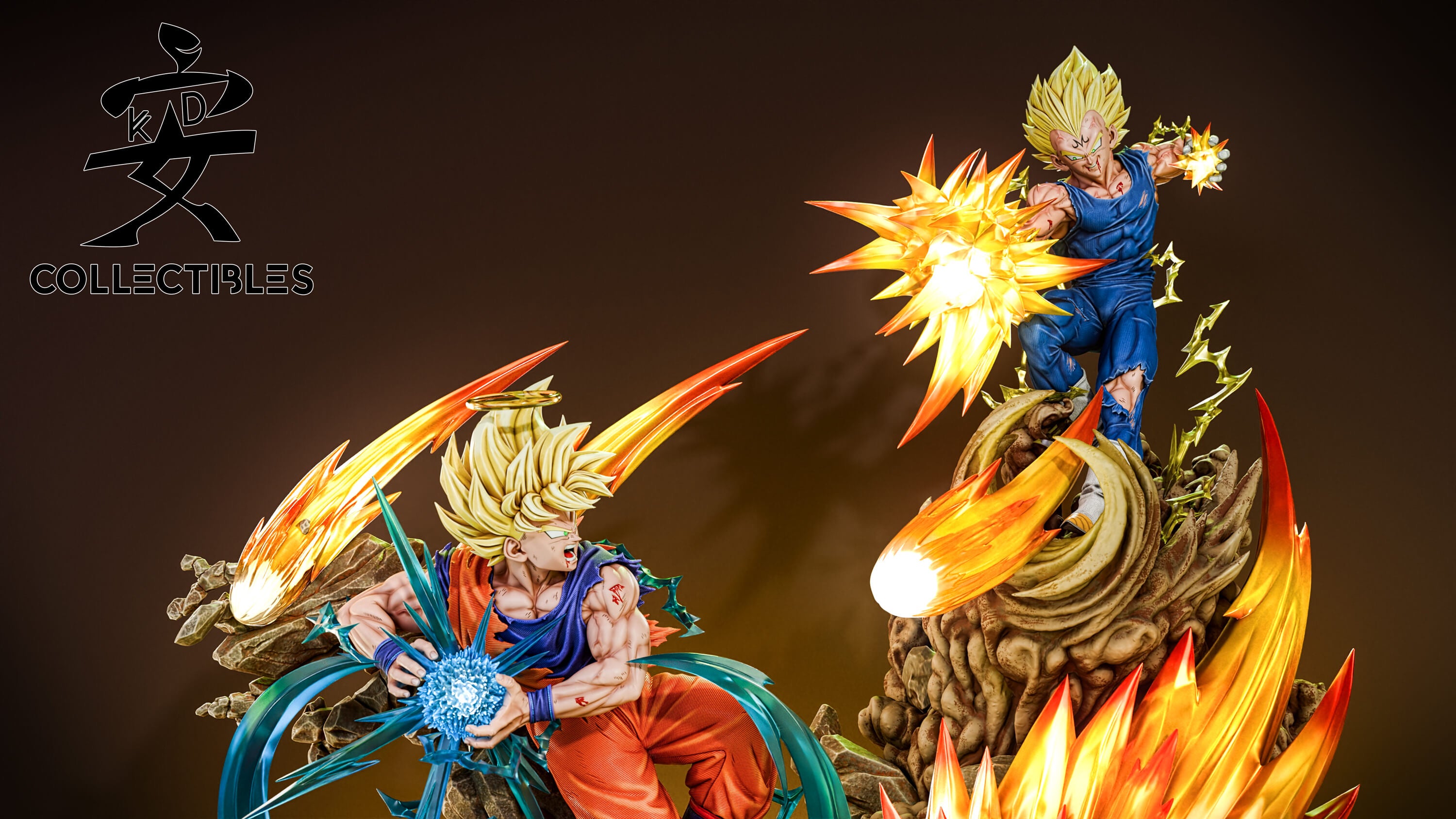 Statue Dragon Ball – Goku SSJ2 Vs Majin Vegeta, KD Collectibles, Banpresto, PVC, Neuve