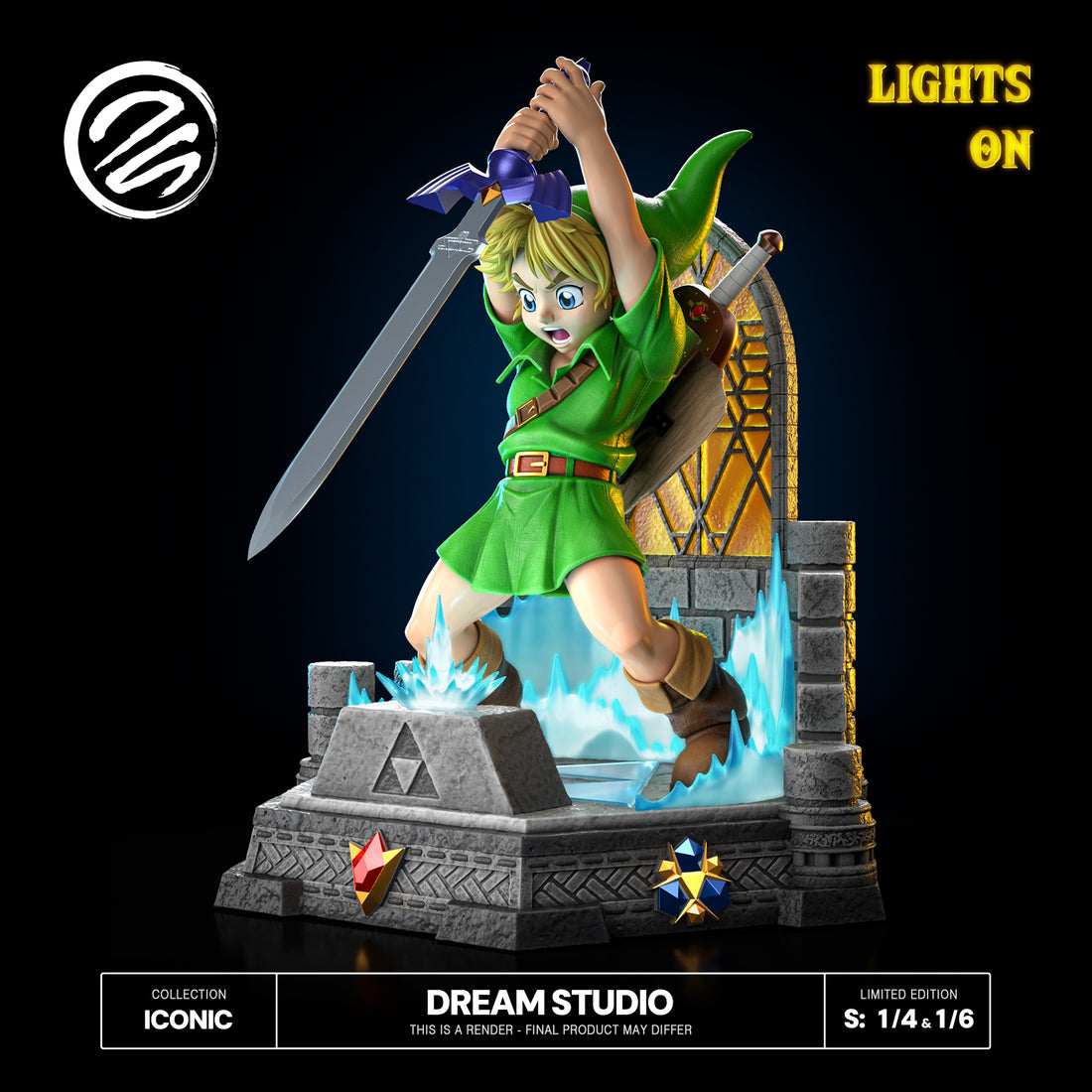 The Legend of Zelda Dream Studio Ocarina Of Time Link Pulling Master Sword Resin Statue