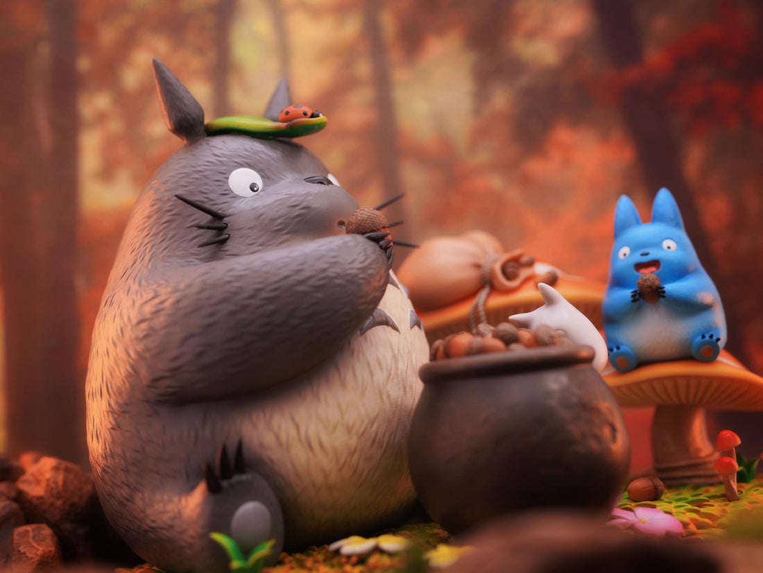 My Neighbor Totoro LongMiao Studio Eating Acorns Totoro Family Resin Statue