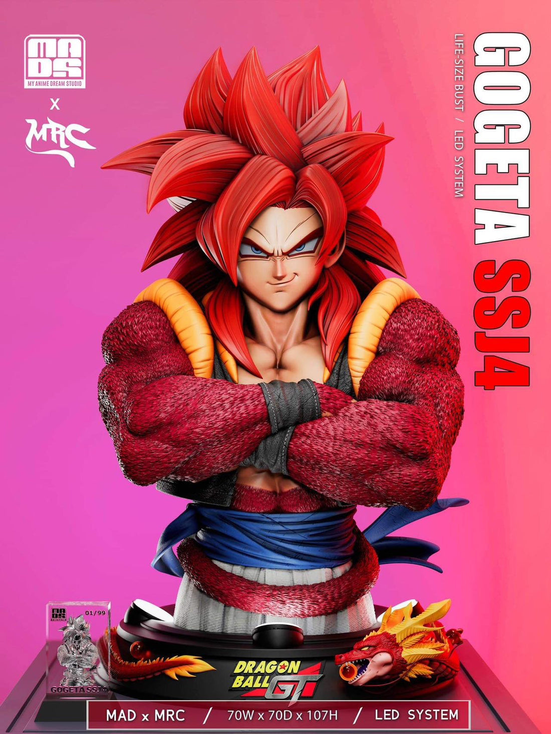 Dragon Ball MAD x MRC Studio Gogeta SSJ4 Life Size Bust Resin Statue