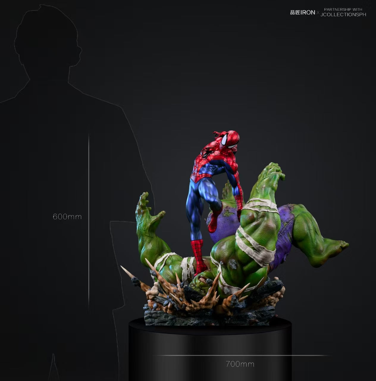 Marvel Pin Jiang Iron Studio Spider Man vs Hulk Resin Statue
