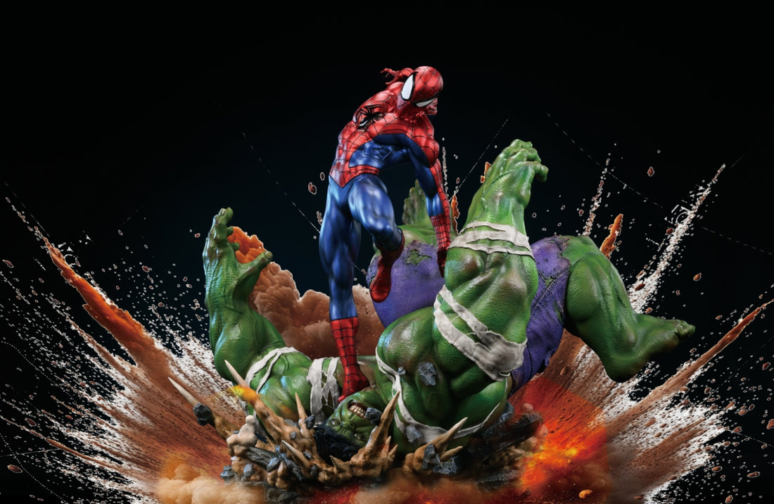 Marvel Pin Jiang Iron Studio Spider Man vs Hulk Resin Statue