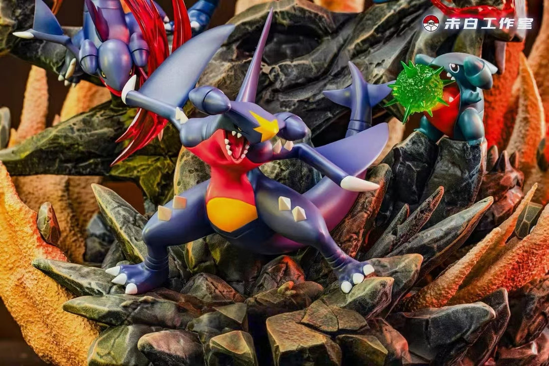 Pokemon WB Studio Garchomp Evolution Group Resin Statue