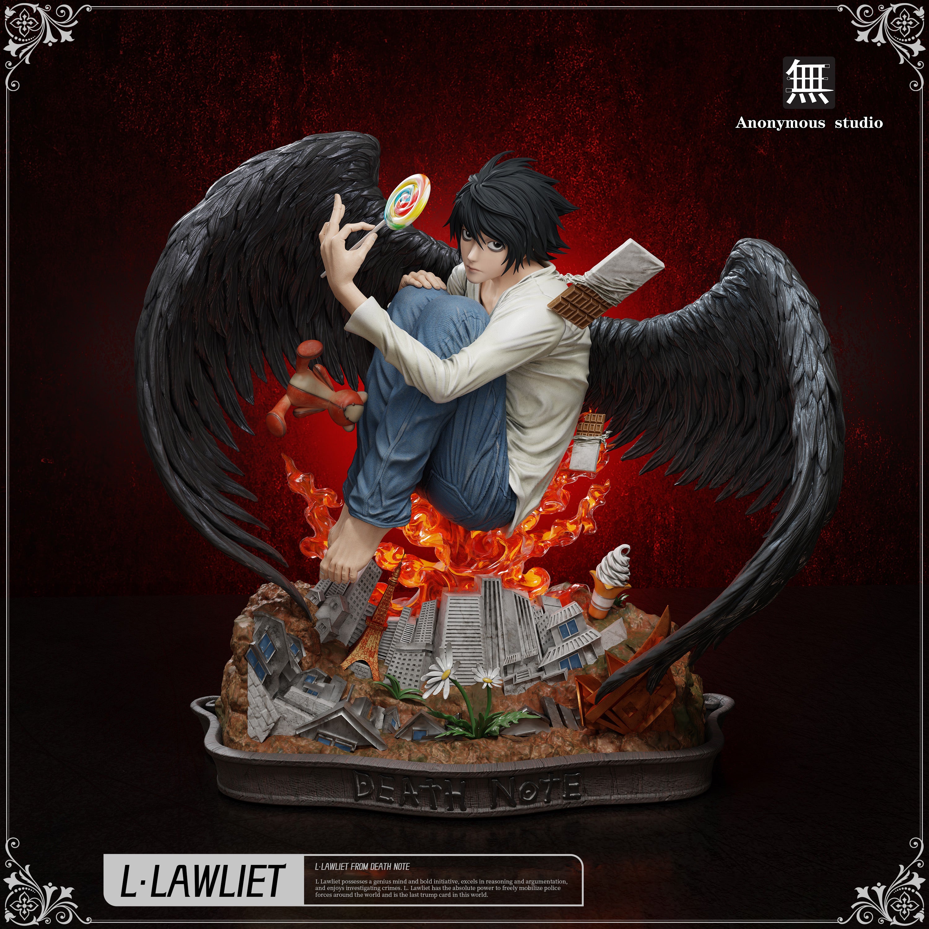 L LawlietデスノートガレージキッドAnonymous Studio製 Death Note Anonymous Studio L Lawliet Resin Statue – ClubHouse Statues