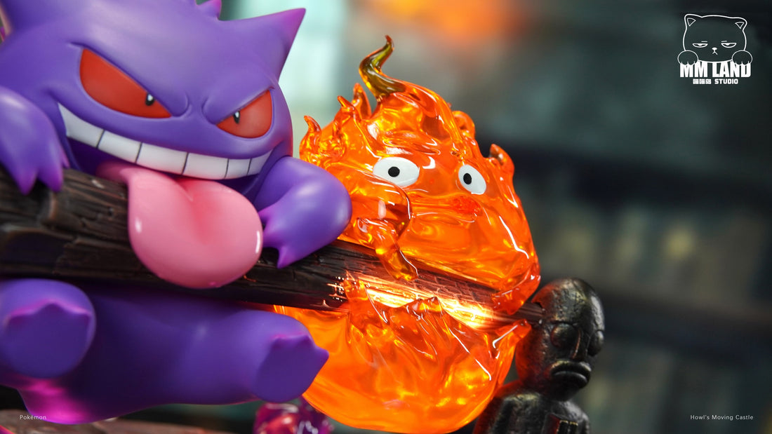 Pokemon x Howls Moving Castle MMLAND Studio Gengar x Calcifer Resin Statue