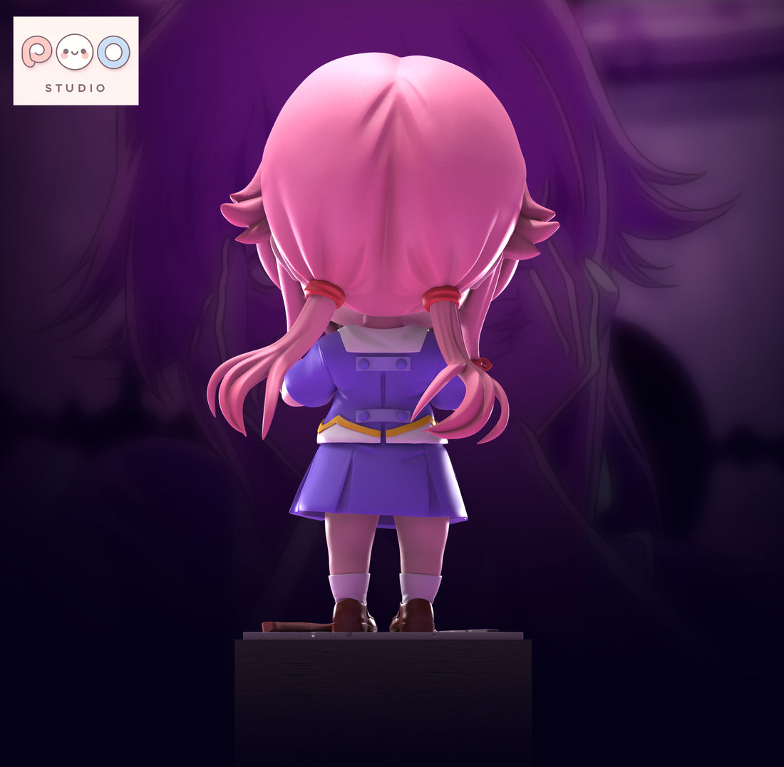 Future Diary POPO Studio Chibi Yuno Gasai Desktop Ornament Resin Statue