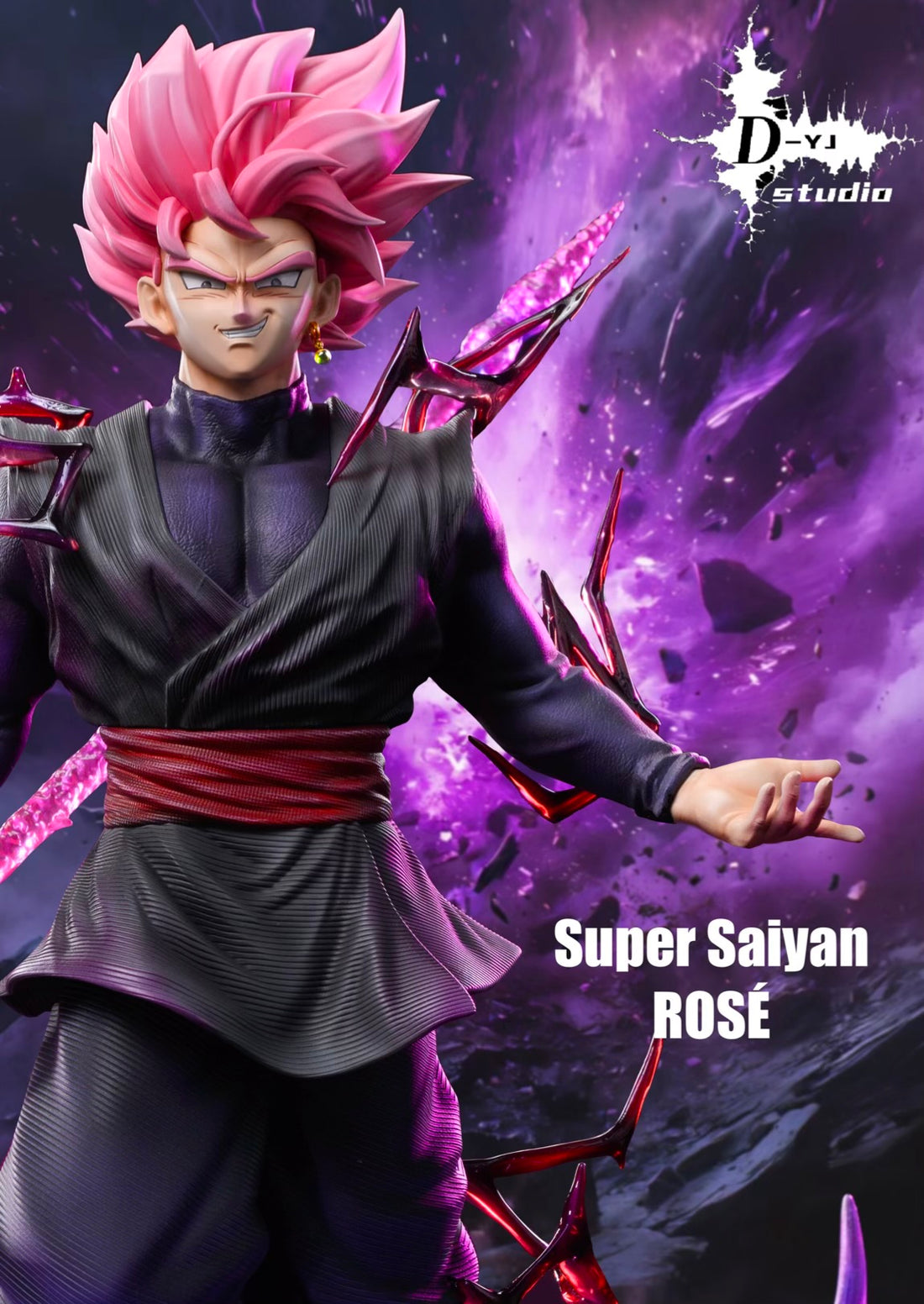 Dragon Ball D-YJ Studio Black Goku SSJ Rose Resin Statue