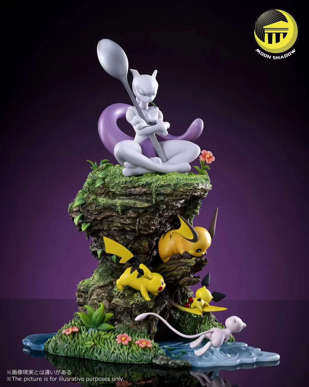 Pokemon Moon Shadow Studio Mewtwo x Pikachu Resin Statue