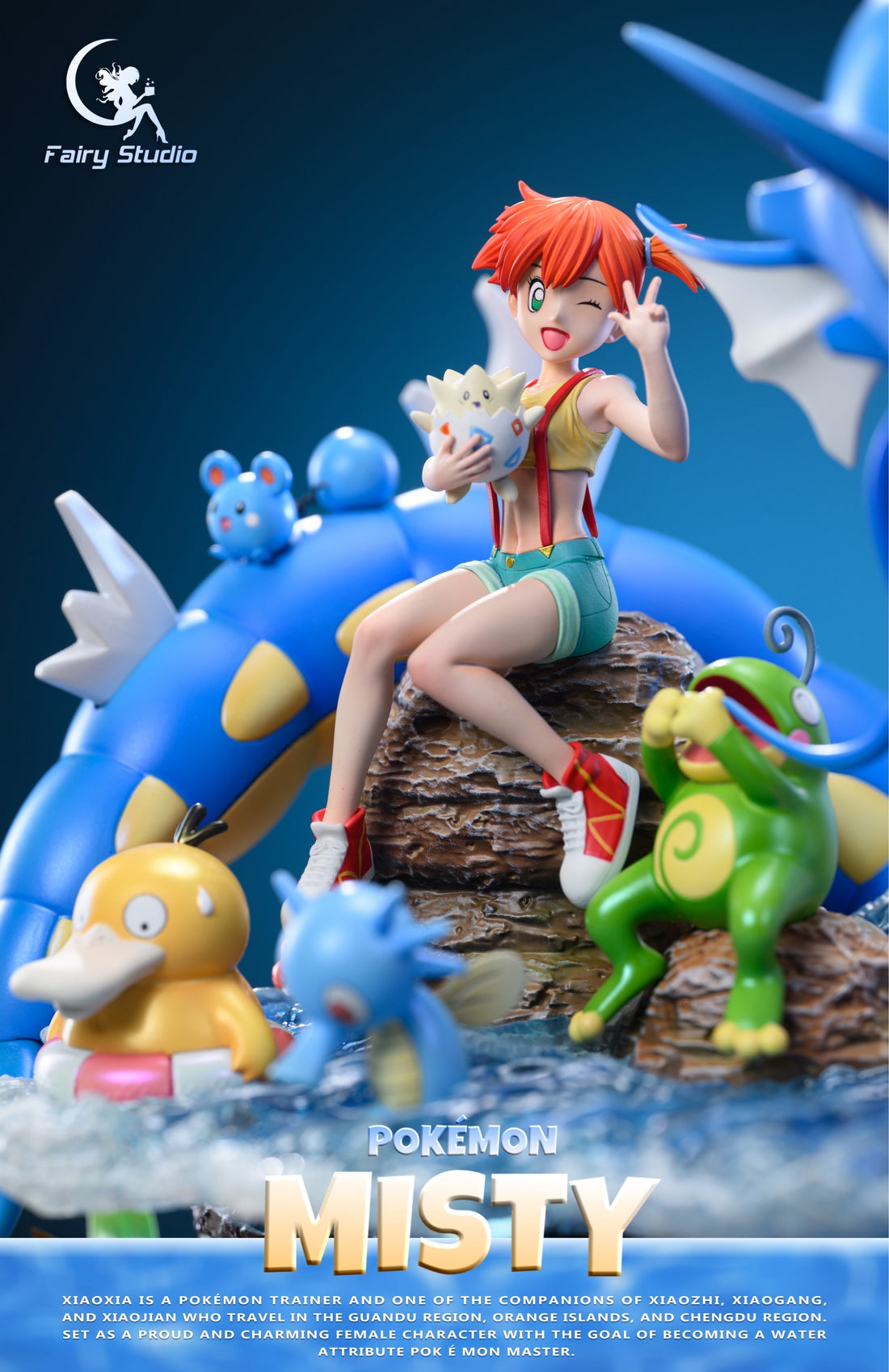 Pokemon Fairy Studio Misty Gyrados Water Diorama Resin Statue
