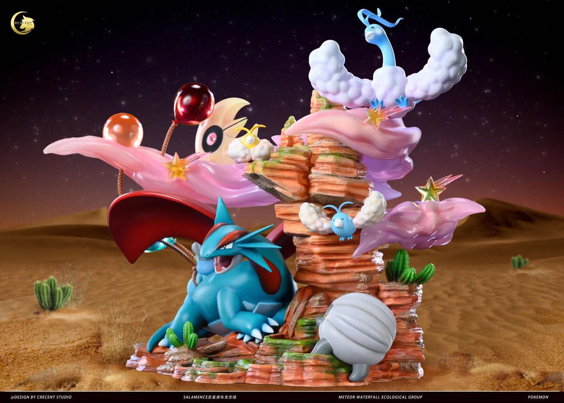 Pokemon Crescent Studio Team Meteoro Salamance Resin Statue
