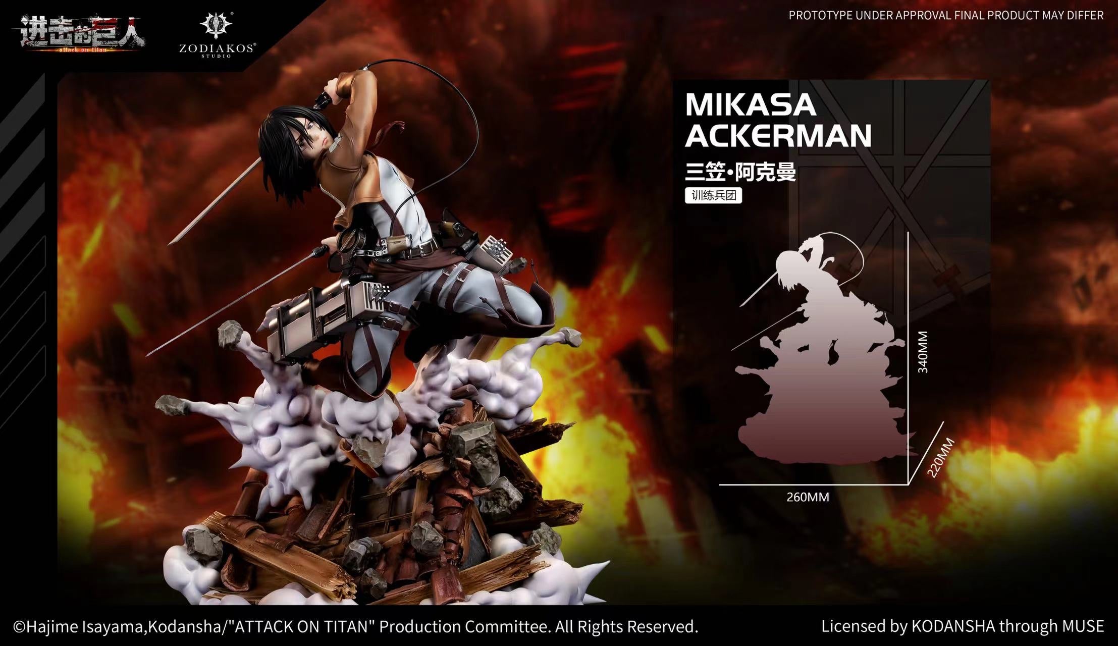 Attack on Titan Zodiakos Studio Mikasa Ackerman Licensed