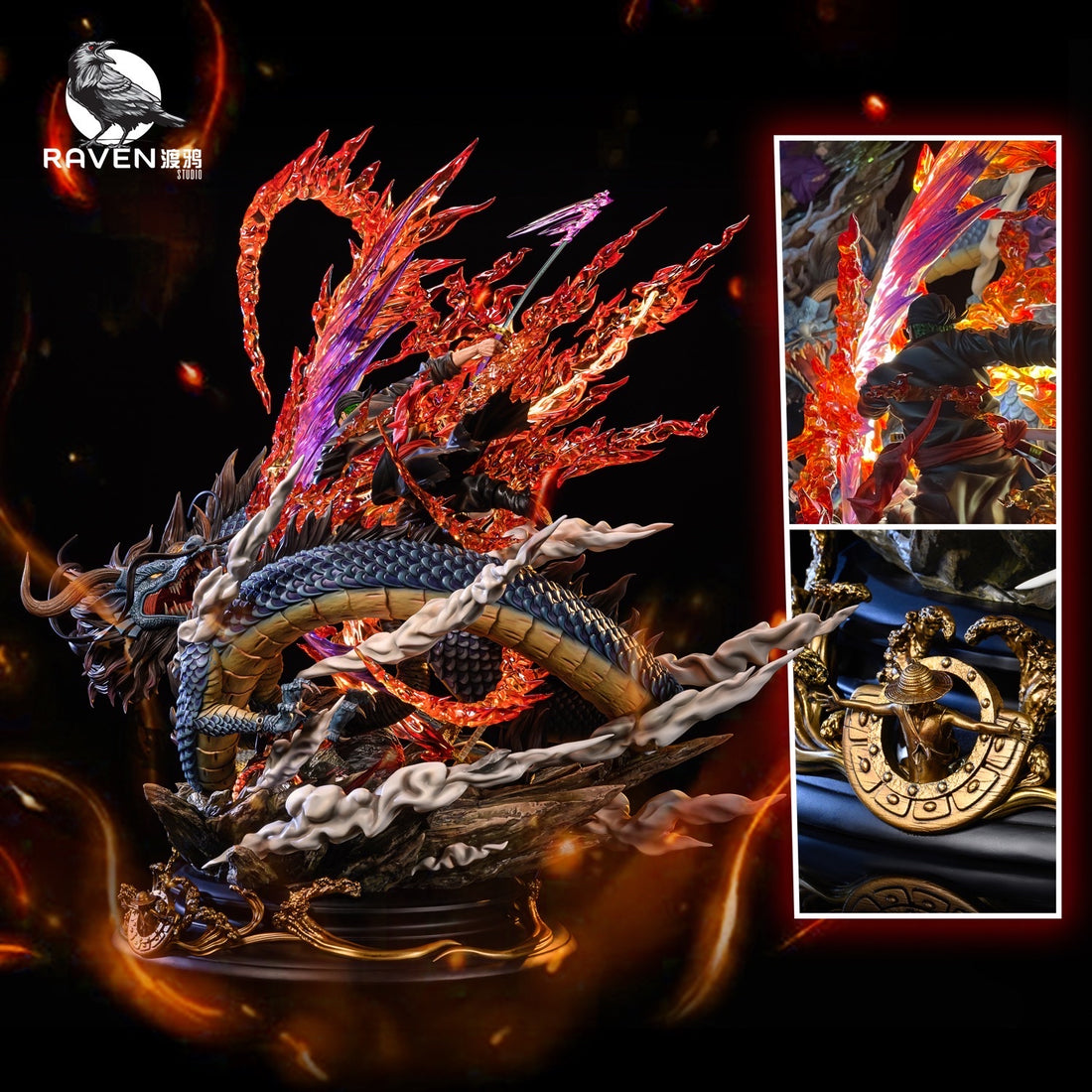 One Piece Raven Studio Zoro Vs Kaido Resin Statue