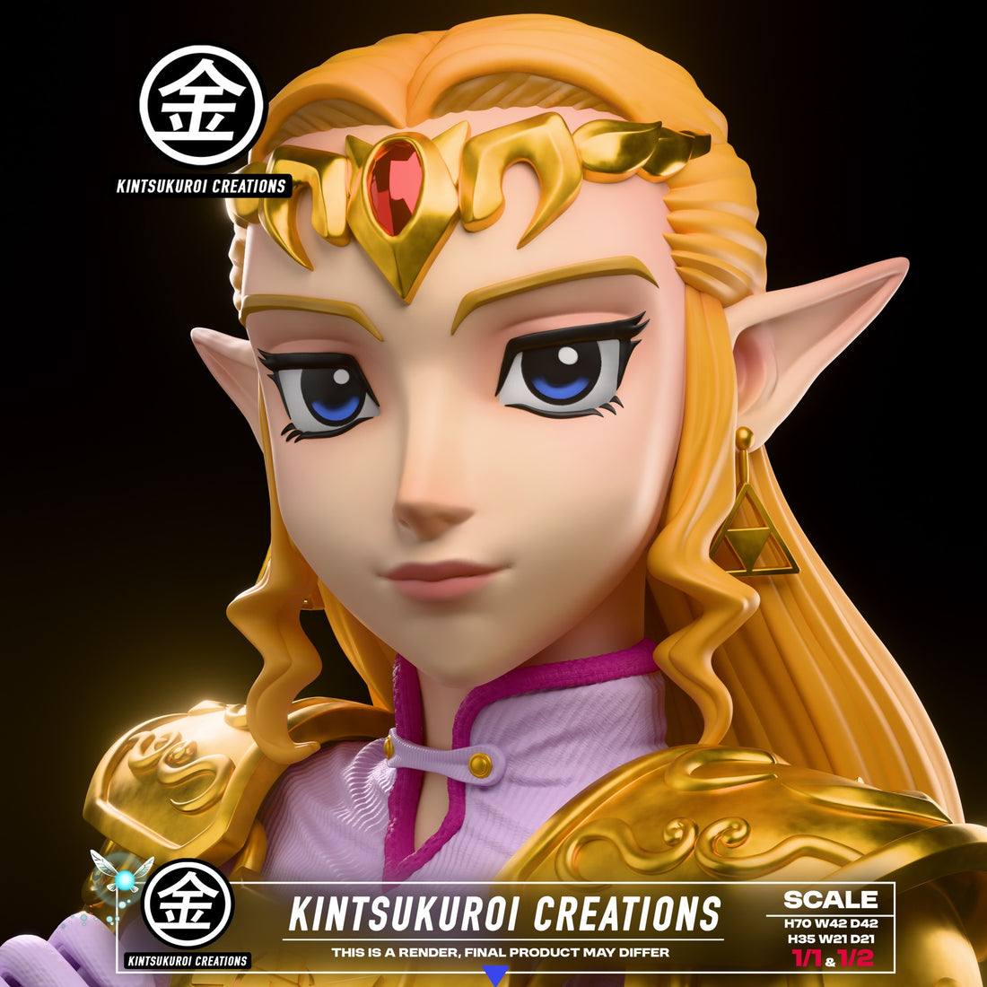 The Legend of Zelda Kintsukuroi Creations Zelda Princess Bust Resin Statue