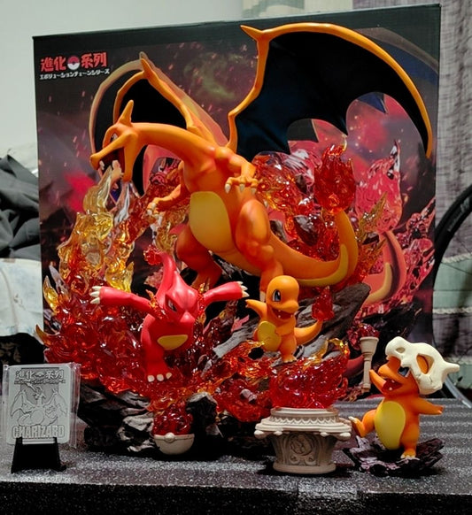 Pokemon Monster Studio Charizard Family Resin Statue - China Stock