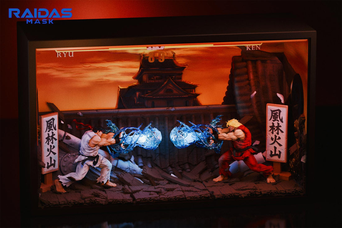 Street Fighter Raidas Mask Studio Ryu vs Ken Resin Statue